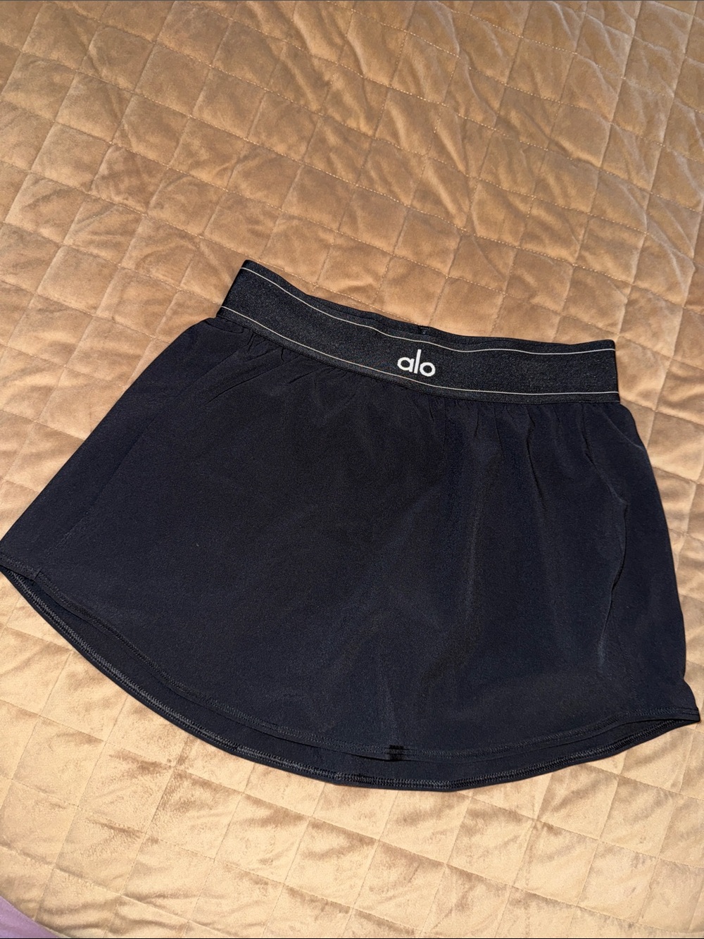 ALO Yoga Black Circle Skirt with Logo Waistband